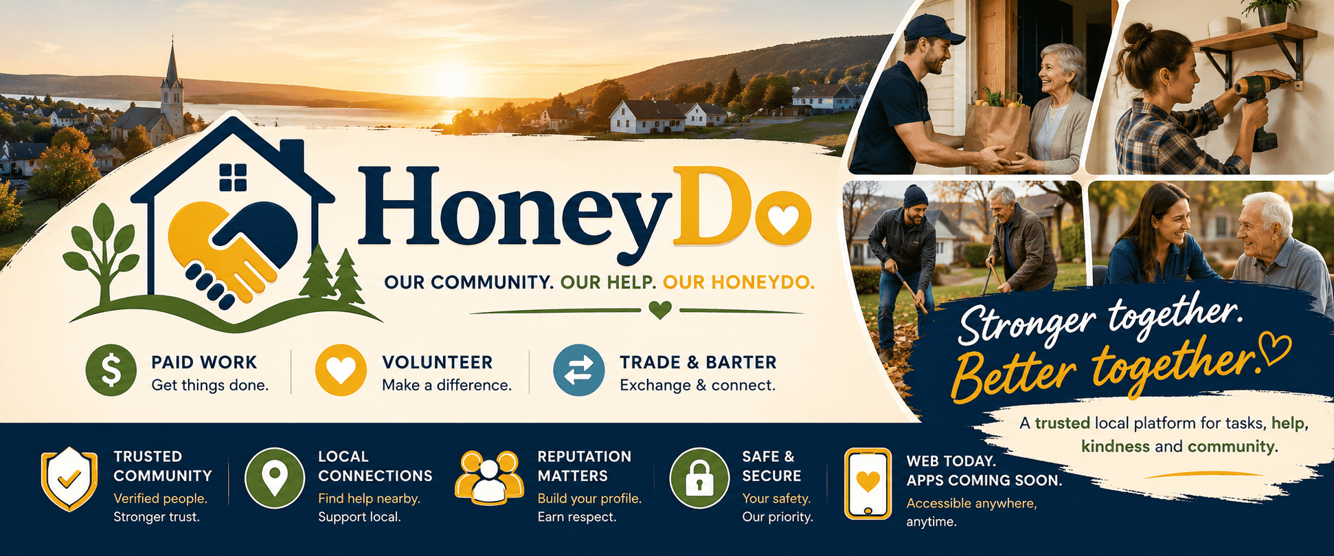 HoneyDo cover artwork for paid work, volunteer help, and trade in local communities.